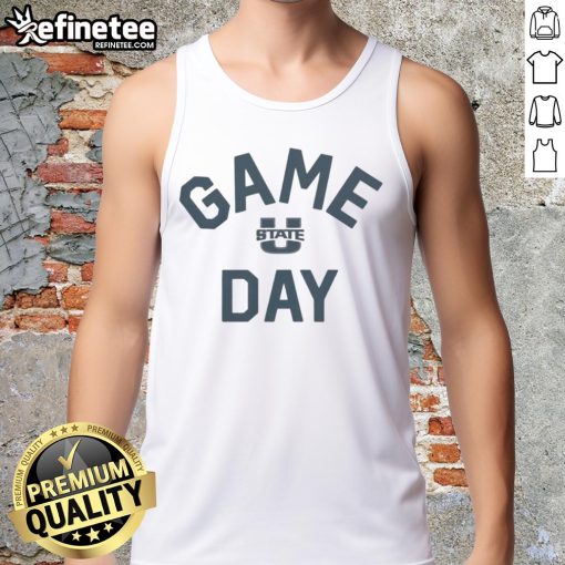 Official Utah State Aggies Game Day logo on a stylish college tank top, perfect for fans and game day events.