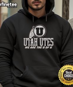 Alt Text: Official Utah Utes We Are The U hoodie showcasing the team's logo and vibrant maroon color, perfect for fans.