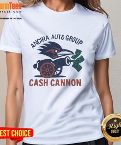 Official UTSA Roadrunners Ancira Auto Group Cash Cannon Ladies Tee showcasing team spirit and style for fans.
