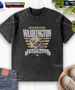 Official Washington Huskies Stripe Splash Washed T-Shirt in purple and gold, perfect for fans and casual wear.