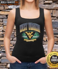 Alt Text: Official West Virginia Mountaineers Arena Fade Tank Top in navy and gold, perfect for fans and athletes.