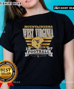 Official West Virginia Mountaineers Stripe Splash Ladies Tee featuring team colors and stylish design for fans.