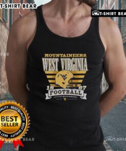 Official West Virginia Mountaineers Stripe Splash Tank Top in blue and gold, perfect for game day and casual wear.