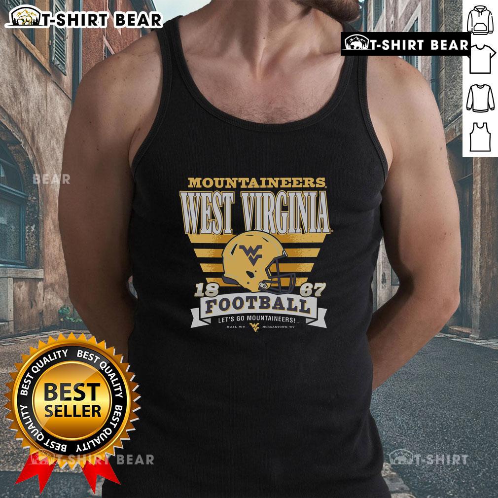 Official West Virginia Mountaineers Stripe Splash Tank Top Official West Virginia Mountaineers Stripe Splash Tank Top in blue and gold, perfect for game day and casual wear.