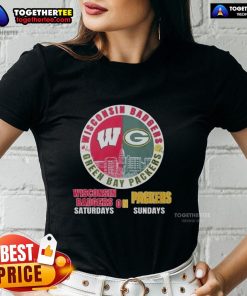 Official Wisconsin Badgers tee for ladies, perfect for game days supporting Green Bay Packers on Sundays, 2025 edition.