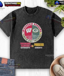 Alt Text: Official Wisconsin Badgers washed t-shirt for NFL fans, perfect for Green Bay Packers Sundays in 2025.
