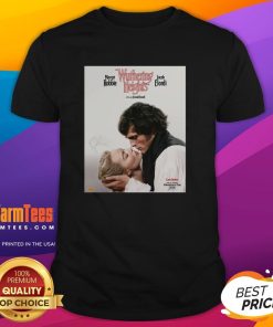 Alt Text: Official Wuthering Heights movie graphic T-shirt featuring Margot Robbie and Jacob Elordi in stylish design.
