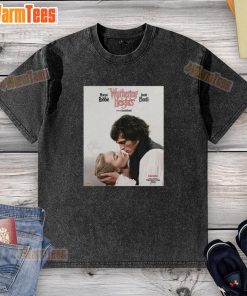 Alt Text: Margot Robbie and Jacob Elordi wearing the Official Wuthering Heights Movie graphic washed t-shirt in a promotional image.