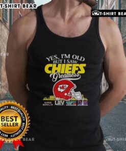 Alt Text: Kansas City Chiefs Super Bowl helmet skyline tank top design for fans celebrating team greatness and nostalgia.