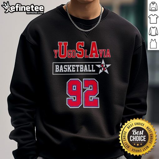 Official yUgoSlAvia Basketball 92 Sweatshirt featuring vintage design and bold graphics for basketball fans.