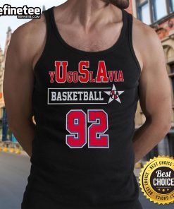 Official Yugoslavia Basketball 92 Tank Top featuring vintage design and team colors, perfect for fans and collectors.
