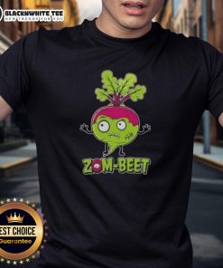 Official Zom-Beet Halloween Vegan T-Shirt featuring a fun zombie beet design, perfect for eco-friendly Halloween celebrations.