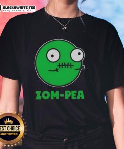Official Zom Pea Halloween Vegan Ladies Tee featuring a spooky design perfect for eco-conscious Halloween celebrations.