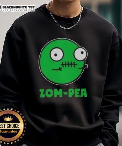 Official Zom Pea Halloween Vegan Sweatshirt featuring a spooky design, perfect for eco-friendly Halloween celebrations.