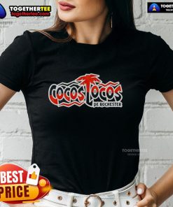 Original 2025 Rochester Red Wings Cocos Locos ladies tee featuring vibrant colors and team logo, perfect for fans.