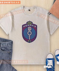 Original 901 Memphis FC Logo Washed T-Shirt featuring distressed design and vibrant team colors.