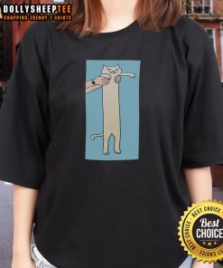 Original A Long Cat Cute Ladies Tee featuring a playful long cat design on a stylish women's t-shirt.