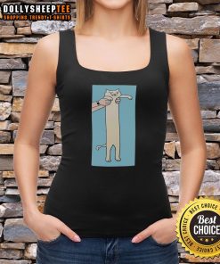 Original A Long Cat Cute Tank Top featuring an adorable long cat design, perfect for casual and fun summer outfits.