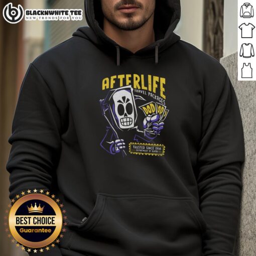 Original Afterlife Travel Packages hoodie, trusted since 1998, featuring a stylish design perfect for adventurous travelers.