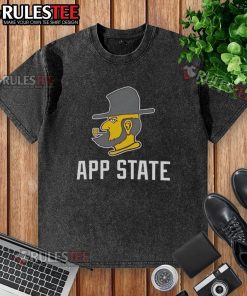 Original Appalachian State Mountaineers logo on a washed t-shirt, perfect for fans and casual wear.