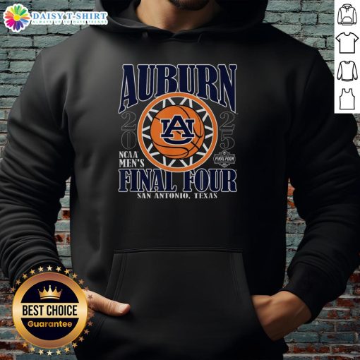 Original Auburn Tigers 2025 NCAA Men's Final Four San Antonio basketball hoodie in vibrant orange and navy blue.