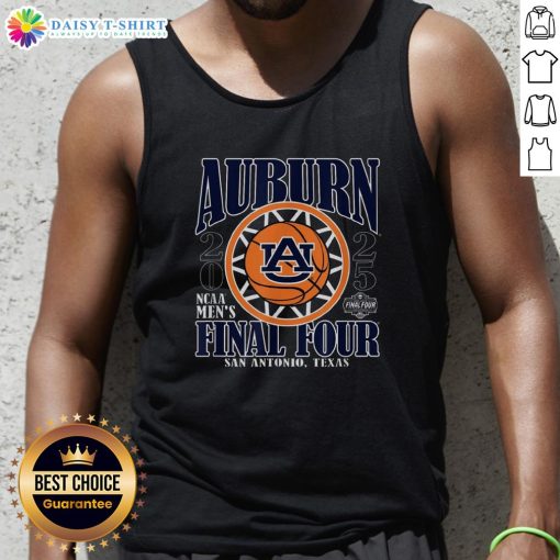 Original Auburn Tigers 2025 NCAA Men's Final Four San Antonio basketball tank top featuring vibrant team colors and logo.