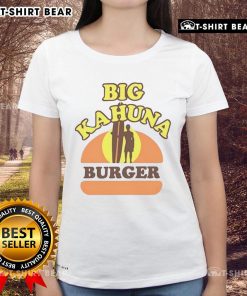 Original Big Kahuna Burger Ladies Tee featuring a vibrant design and comfortable fit for fans of classic movie memorabilia.