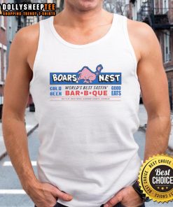 Original Boars Nest World's Best Tasting Bar-B-Que tank top featuring a vibrant BBQ graphic and stylish design.