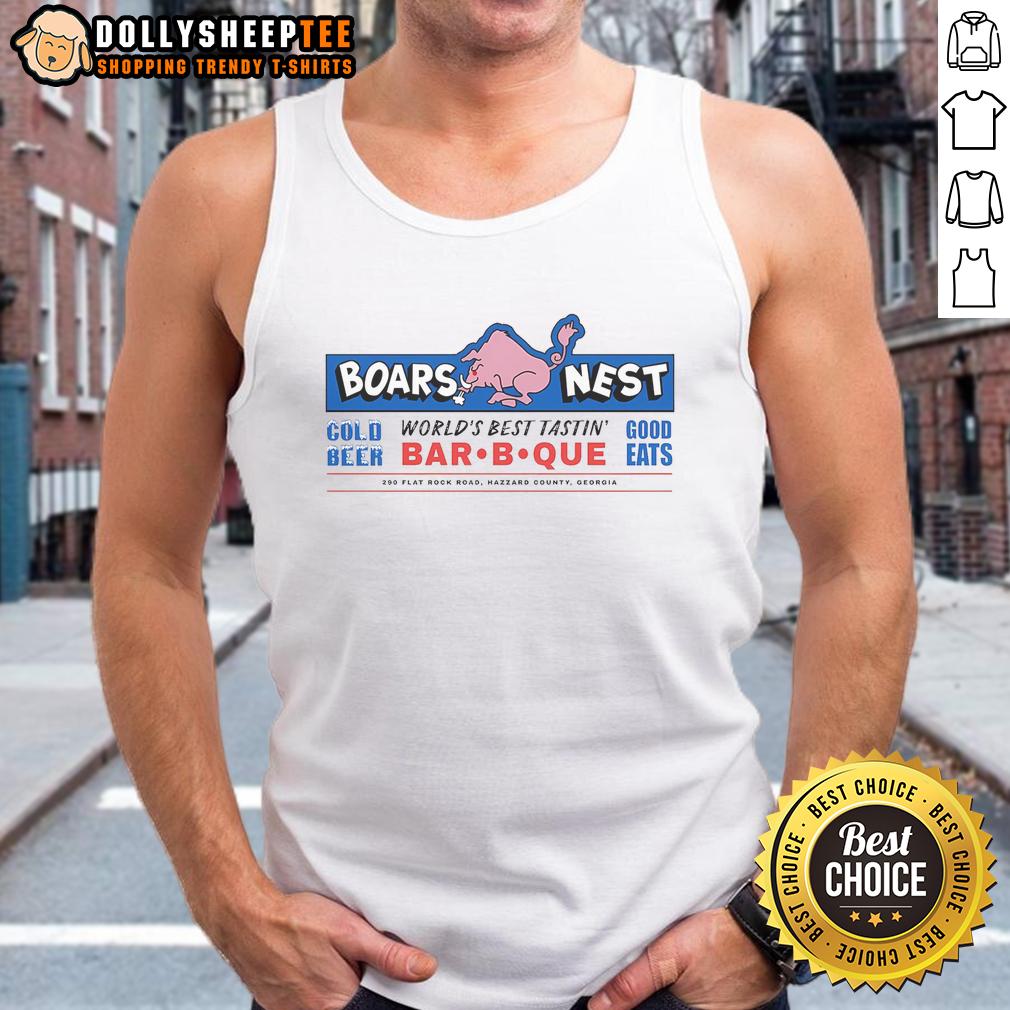 Original Boars Nest World'S Best Tastin' Bar B Que Tank Top Original Boars Nest World's Best Tasting Bar-B-Que tank top featuring a vibrant BBQ graphic and stylish design.