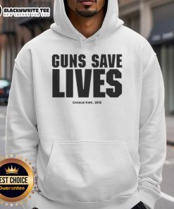Original Charlie Kirk Guns Save Lives hoodie from 2018 featuring bold graphics and a comfortable fit for supporters.