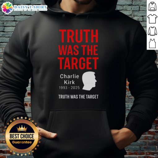 Original Charlie Kirk Was The Target 1993-2025 Memorial Hoodie showcasing a tribute design in vibrant colors.