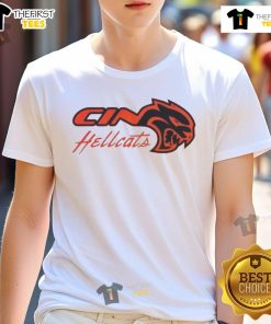 Original Cincinnati Bearcats Dodge Hellcat Logo T-Shirt featuring bold graphics and vibrant colors, perfect for fans.