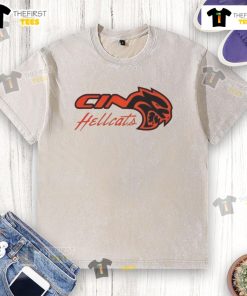 Original Cincinnati Bearcats Dodge Hellcat logo washed T-shirt in black, featuring vibrant graphics and comfortable fit.