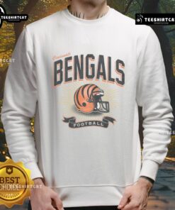 Alt Text: Original Cincinnati Bengals historic prime play sweatshirt featuring team logo and vibrant colors for fans.