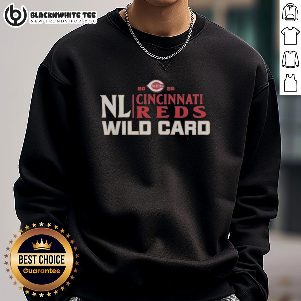 Original Cincinnati Reds 2025 National League Wild Card Baseball Sweatshirt Alt Text: Original Cincinnati Reds 2025 National League Wild Card baseball sweatshirt featuring team colors and logo.