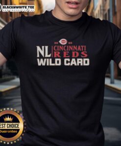 2025 Cincinnati Reds National League Wild Card Baseball T-Shirt featuring team logo and vibrant design.
