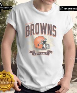 Alt Text: Original Cleveland Browns Historic Prime Play T-Shirt featuring team colors and logo, perfect for fans and collectors.