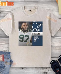 Original Dallas Cowboys trading for Kenny Clark washed t-shirt featuring team logo and vintage design in blue and white.