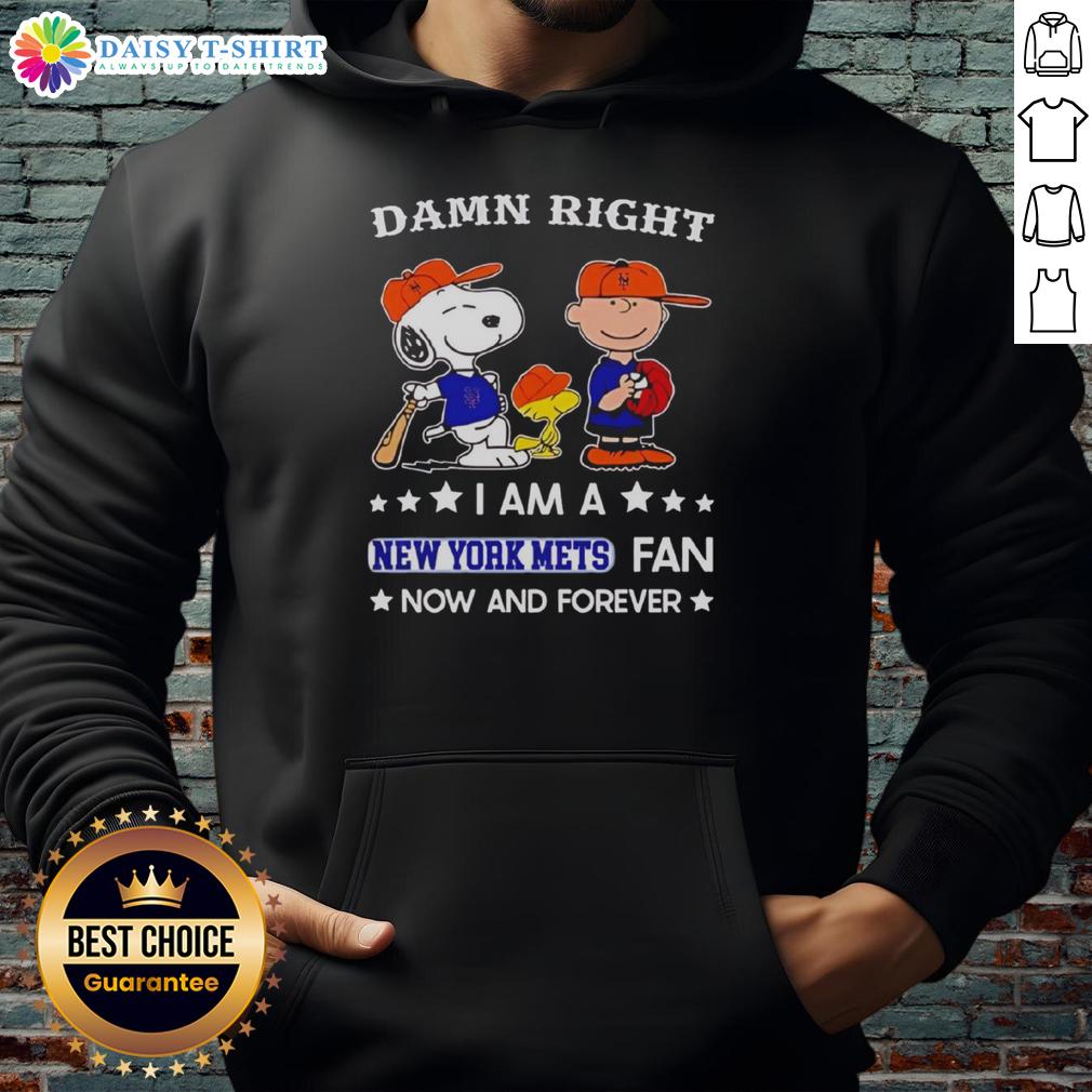 Original Damn Right I Am A Mets Fan Now And Forever Snoopy And Charlie Brown Hoodie Alt Text: Original Damn Right I Am A Mets Fan Now And Forever Snoopy and Charlie Brown hoodie showcasing team spirit.