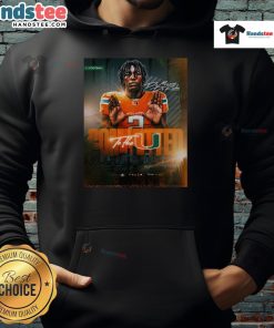 Original De Marcus De Roche committed to the Miami Hurricanes hoodie in vibrant colors, showcasing team spirit.
