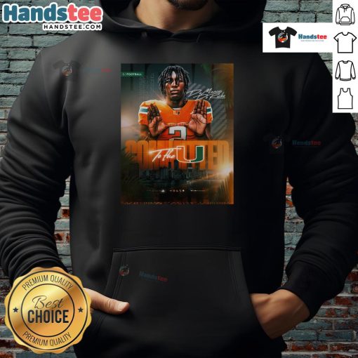 Original De Marcus De Roche committed to the Miami Hurricanes hoodie in vibrant colors, showcasing team spirit.