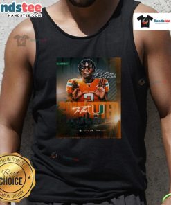 Alt Text: Original DeMarcus De Roche committed to the Miami Hurricanes tank top in vibrant colors, showcasing team spirit.