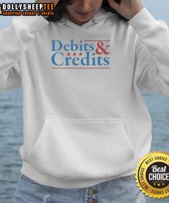Original Debits and Credits logo hoodie featuring a stylish design for finance enthusiasts.
