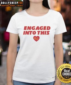 Original engaged Kc Travis Kelce and Taylor ladies tee featuring stylish design for fans of the celebrity couple.