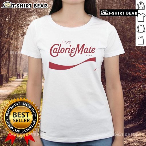 Original Enjoy Calorie Mate Block Ladies Tee featuring stylish design and comfortable fit, perfect for casual wear.
