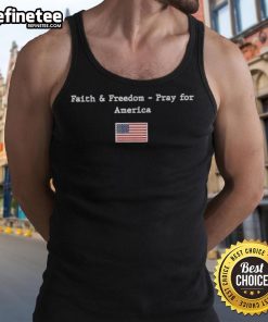 Original Faith Freedom Pray For America Flag Tank Top featuring a patriotic design with an American flag.