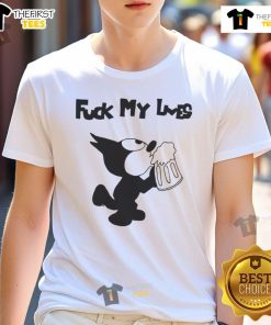 Original Fck My Lives Cat T-Shirt featuring a playful cat graphic and bold text, perfect for cat lovers and humor enthusiasts.
