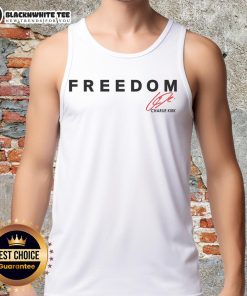 Original Fight For Freedom Charlie Kirk 1993-2025 red signature tribute tank top showcasing bold design and patriotic spirit.