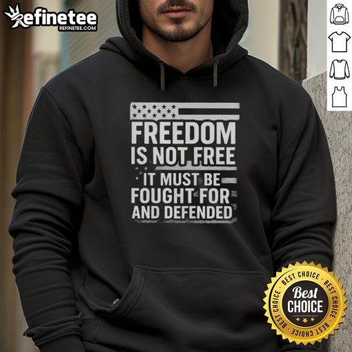 Original Freedom Is Not Free hoodie featuring US flag design, honoring Charlie Kirk's message of defending freedom.
