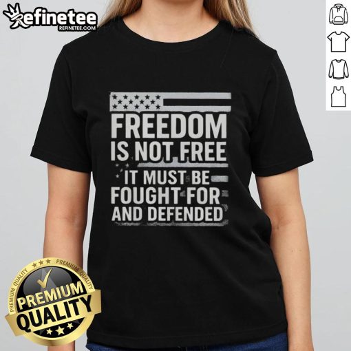 Original Freedom Is Not Free tee featuring US flag design, honoring Charlie Kirk's message on defending freedom.